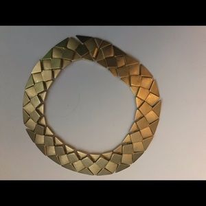 Vtg Erwin Pearl Chunky Statement Necklace Gold Tone geometric clasp marked